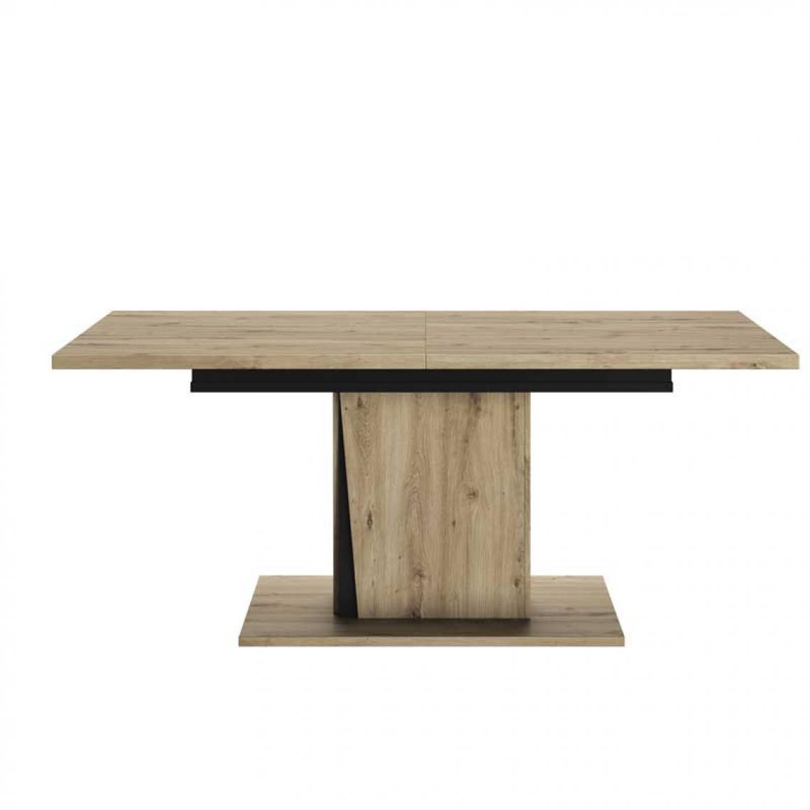 Tousmesmeubles - Table rectangulaire extensible Chêne/Noir - LIGNAC - Tables à manger