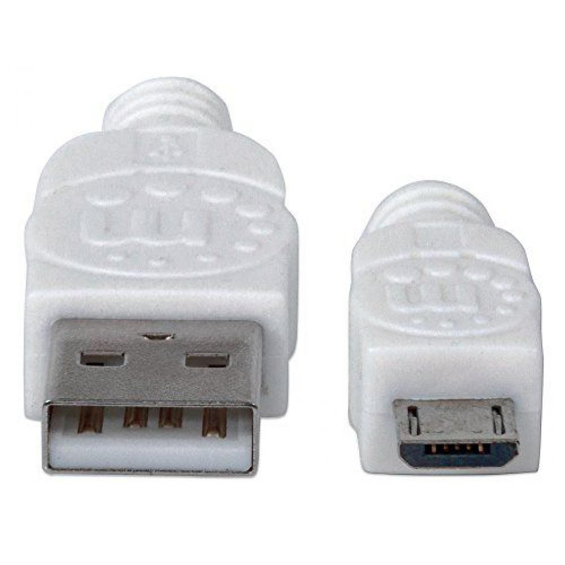 Arte Video - Manhattan Câble USB Câble de connexion Connecteur mâle A/micro-connecteur mâle B 1 m weiß weiß - Câble antenne