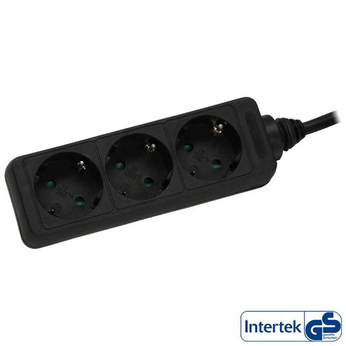 Inline - Barrette d'alimentation InLine® 3 ports de type F allemand noir 3m - Blocs multiprises