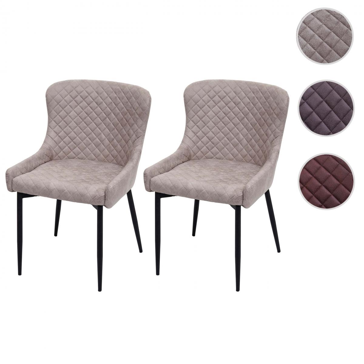 Mendler - 2x chaise de salle à manger HWC-H79, chaise de cuisine, fauteuil, métal, vintage ~ tissu / textile gris - Chaises
