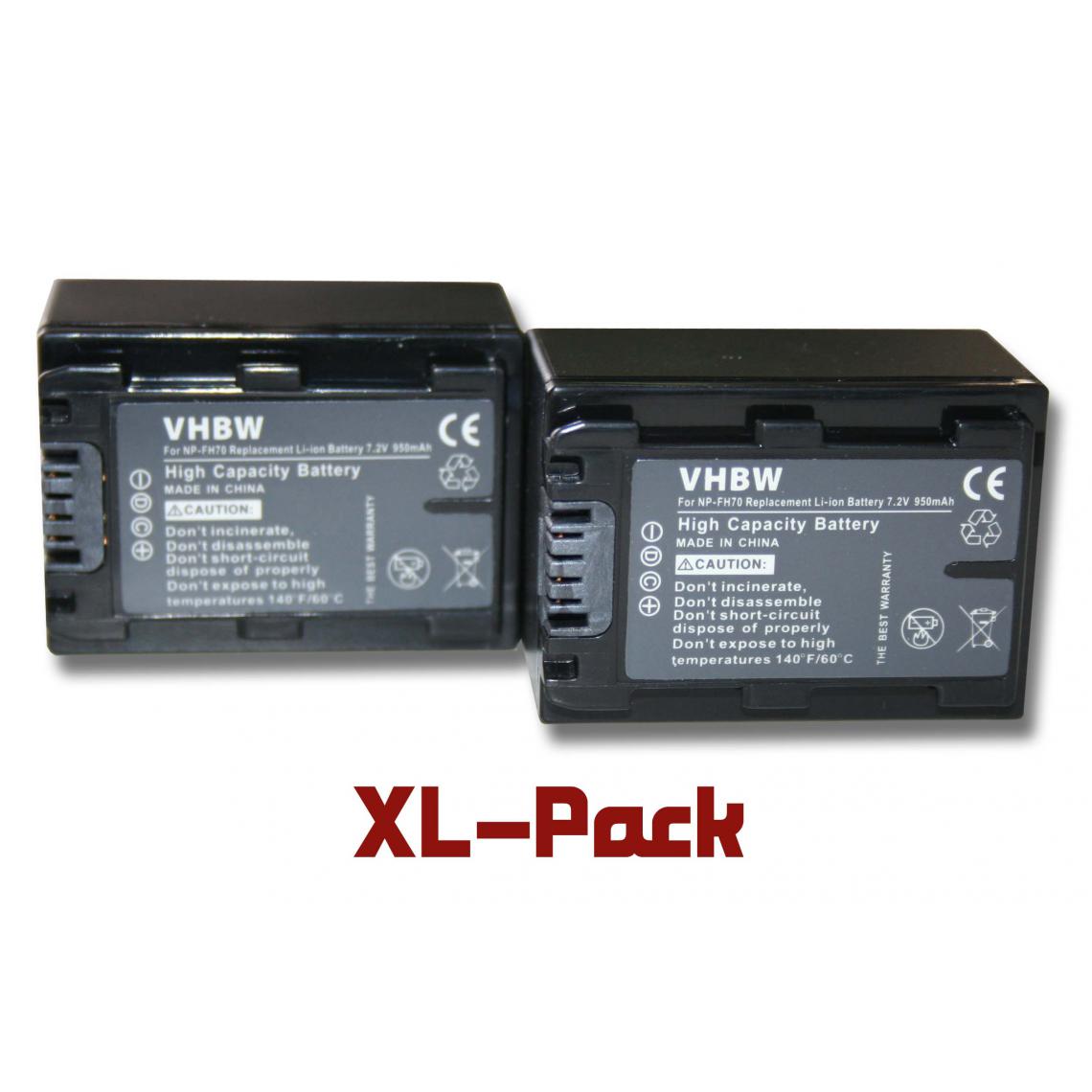 Vhbw - vhbw 2x batterie compatible avec Sony HDR-CX520, HDR-CX520VE, HDR-CX6(EK), HDR-HC5(E) caméra vidéo (950mAh, 7,2V, Li-ion) avec puce d'information - Batterie Photo & Video