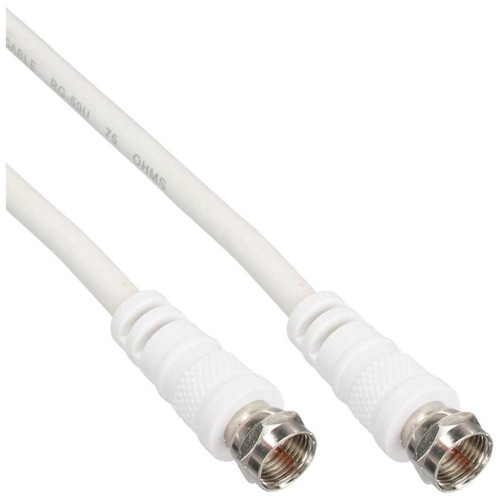 Inline - Câble InLine® SAT 2x prise ultra-basse avec fiche 2x F-Plug 75dB blanc 15m - Câble antenne