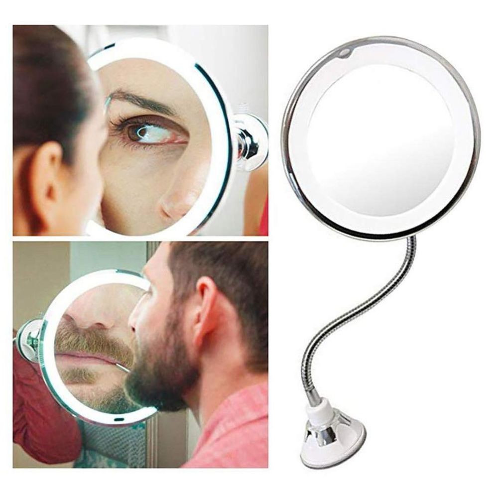 Alpexe - Alpexe 10 x avec LED - Miroir de Maquillage grossissant à Ventouse - Miroirs