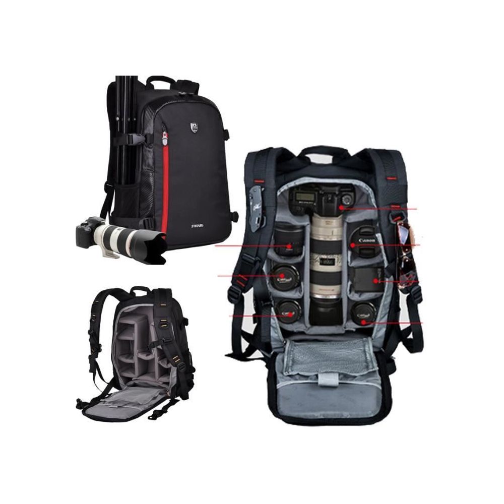 Swissant - SWISSANT®noir sac a dos appareil photo reflex imperméable pour canon pour nikon. sac de voyage. sac photo bandoulière reflex - Tous nos autres accessoires