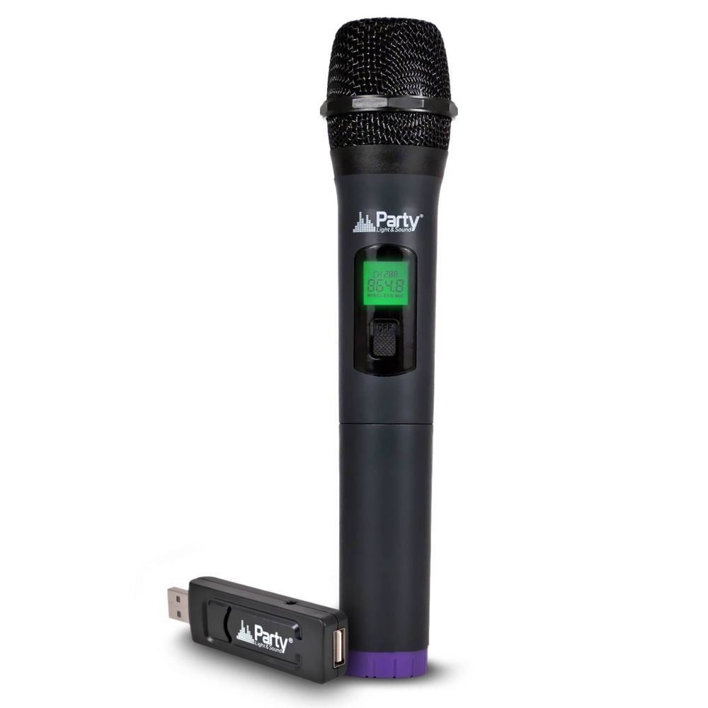 Party Light & Sound - Système de microphone à main sans fil avec écran digital UHF via USB - Accessoires DJ