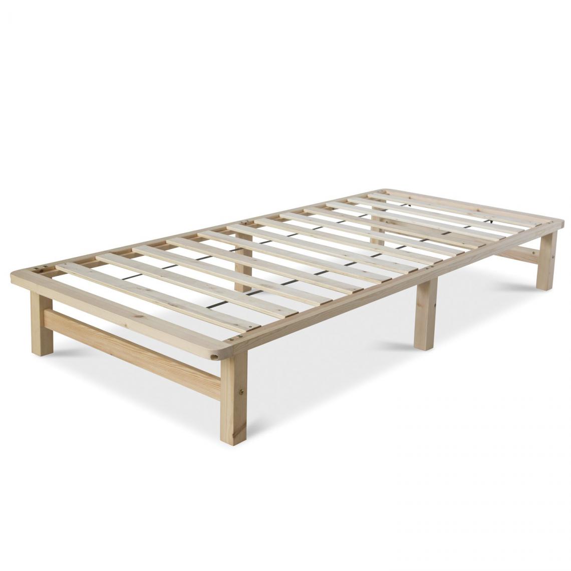 Decoshop26 - Cadre de lit palette en bois massif avec sommier à lattes 90x200cm LIT06189 - Lit enfant