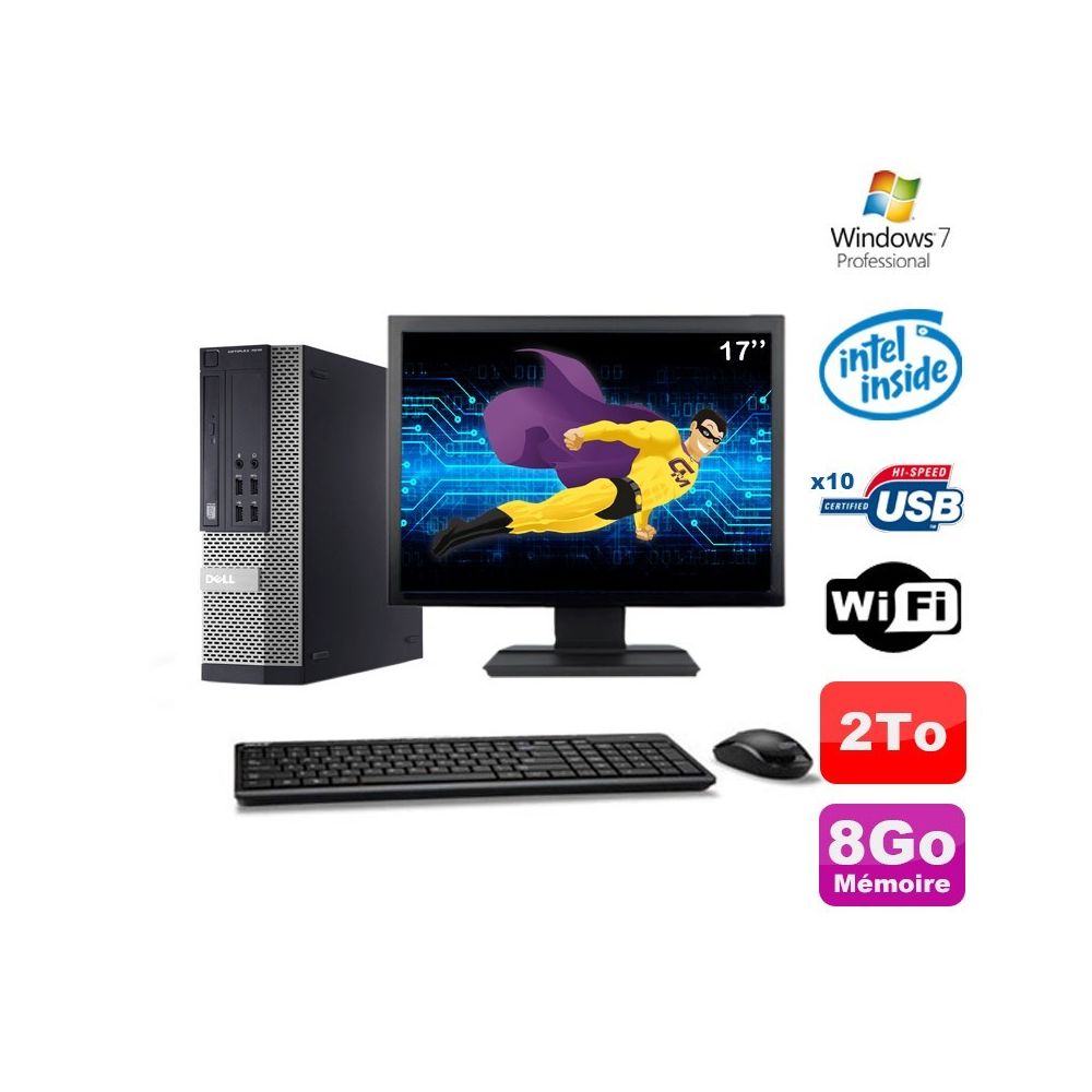Dell - Lot PC Dell Optiplex 990 SFF G630 2.7GHz 8Go 2000Go DVD Wifi W7 + Ecran 17"" - PC Fixe