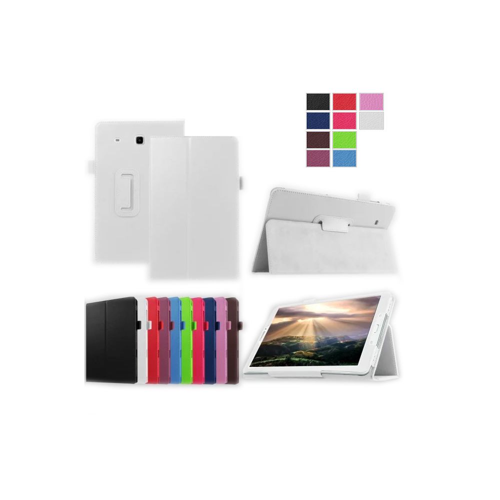 Xeptio - Samsung Galaxy Tab E 9.6 pouces Style Cuir blanc avec Stand - Etui coque de protection tablette - Sacoche, Housse et Sac à dos pour ordinateur portable