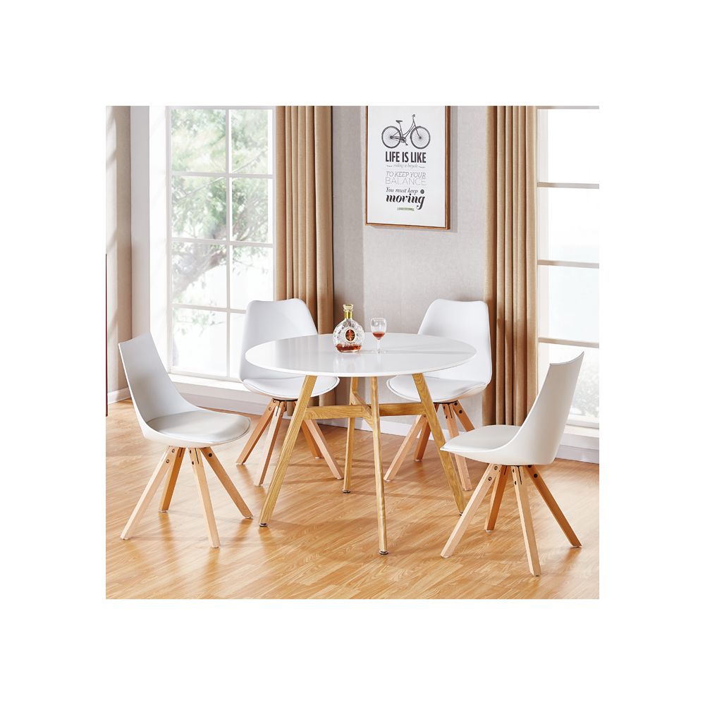 Designetsamaison - Table à manger ronde scandinave en bois 80cm - Umbria - Tables d'appoint
