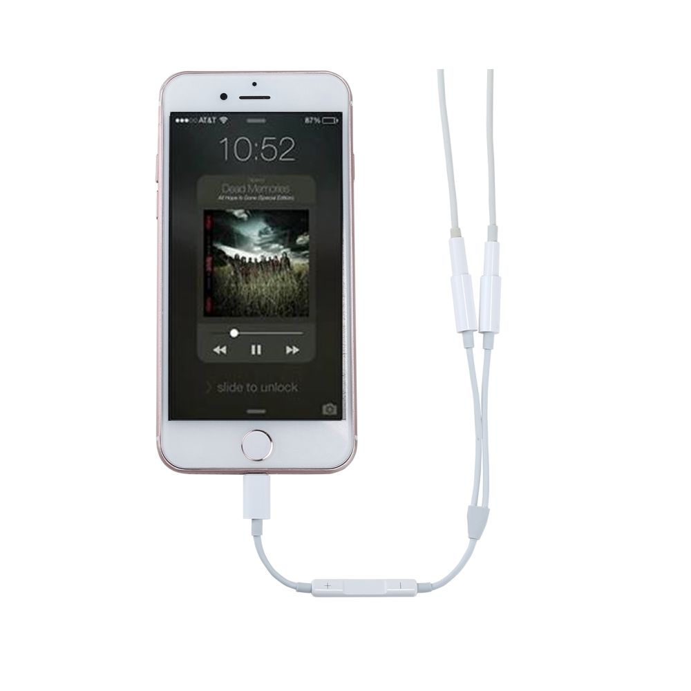 Wewoo - Adaptateur pour iPhone X, 8 et 7, 8 Plus 7 Plus MH026 Lightning Mâle à Double Jack 3,5 mm Femelle Casque Jack Câble Contrôle Audio Adaptateur, - Ecouteurs intra-auriculaires
