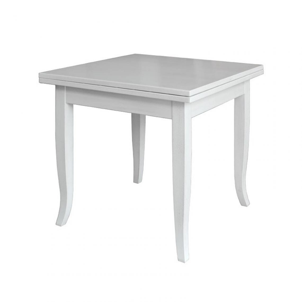 Webmarketpoint - Table extensible carrée en bois massif blanc 90x90 / 180 cm - Tables à manger