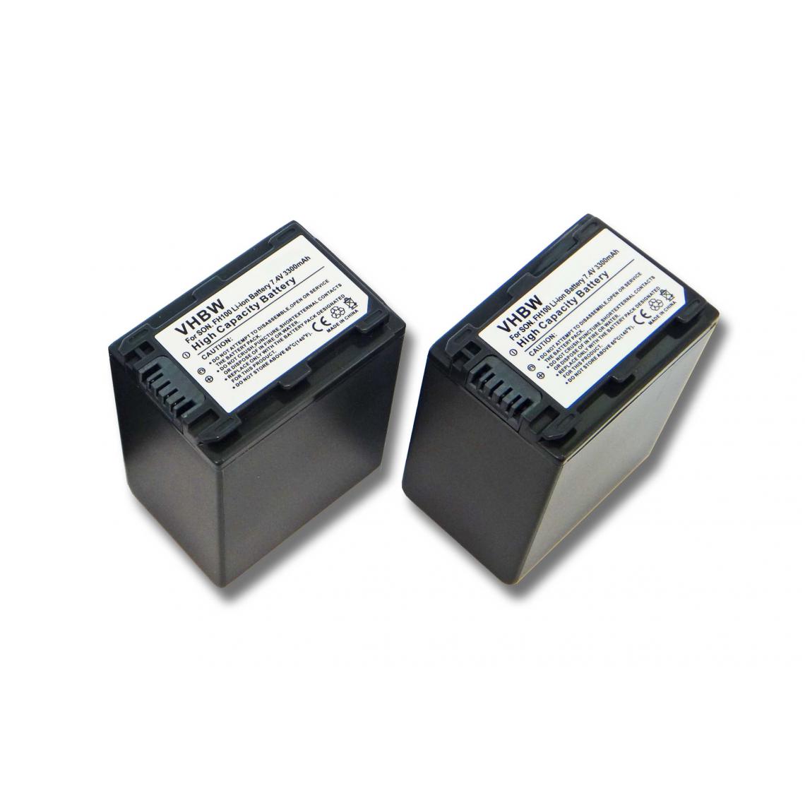 Vhbw - vhbw 2x batterie compatible avec Sony HDR-CX520, HDR-CX520VE, HDR-CX6(EK), HDR-HC5(E) caméra vidéo (3300mAh, 7,4V, Li-ion) avec puce d'information - Batterie Photo & Video