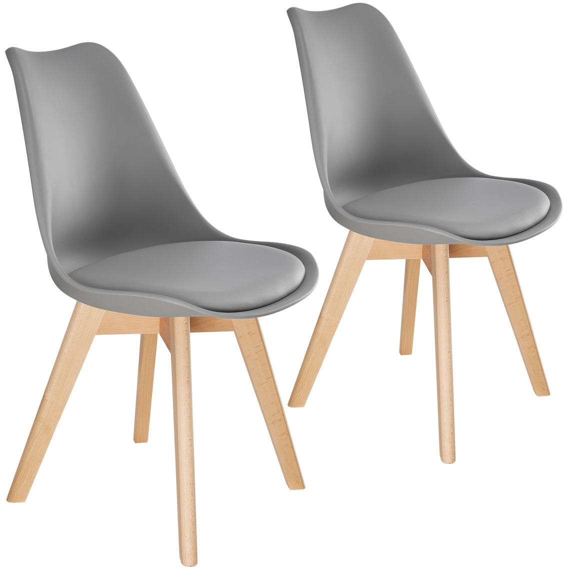Tectake - 2 Chaises de Salle à Manger FRÉDÉRIQUE Style Scandinave Pieds en Bois Massif Design Moderne - gris - Chaises