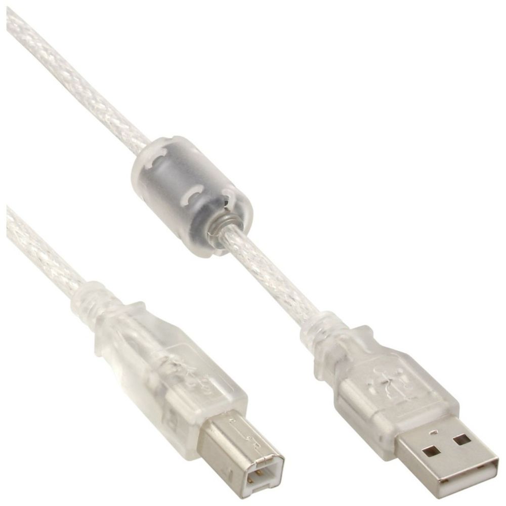 Inline - Câble USB 2.0, InLine®, A à B, transparent, avec noyau magnétique, 3m - Câble USB