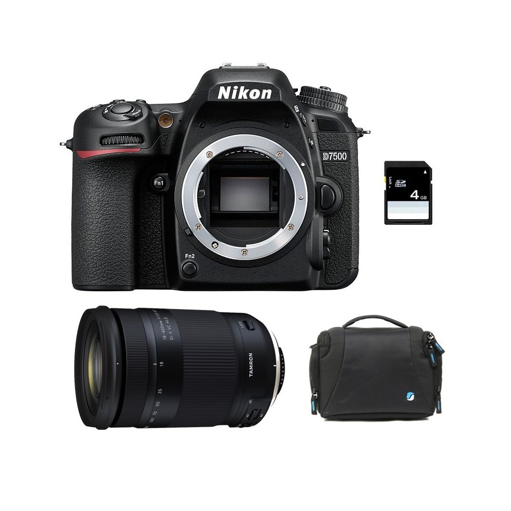Nikon - PACK NIKON D7500 + TAMRON 18-400 VC + Sac + Carte SD 4Go - Reflex Grand Public