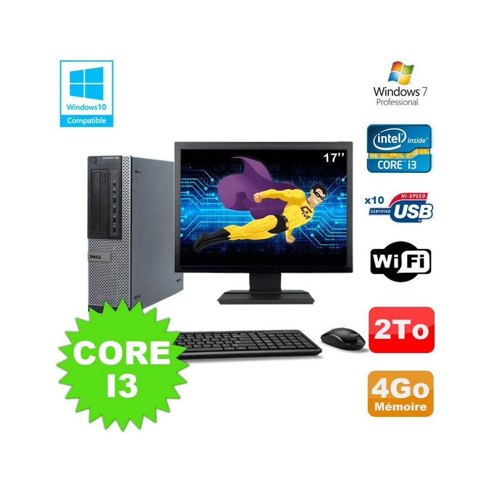 Dell - Lot PC Dell 790 DT I3-2120 3.3Ghz 4Go Disque 2000Go DVD WIFI Win 7 + Ecran 17"""" - PC Fixe
