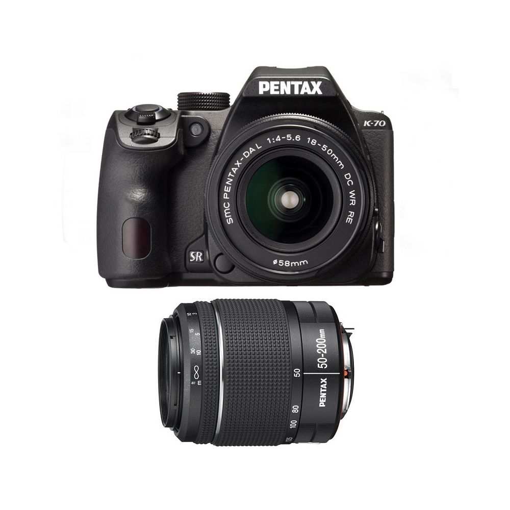 Pentax - PACK PENTAX K70 Noir + 18-50 DA-L DC WR RE + 50-200 DA-L WR - Reflex Grand Public