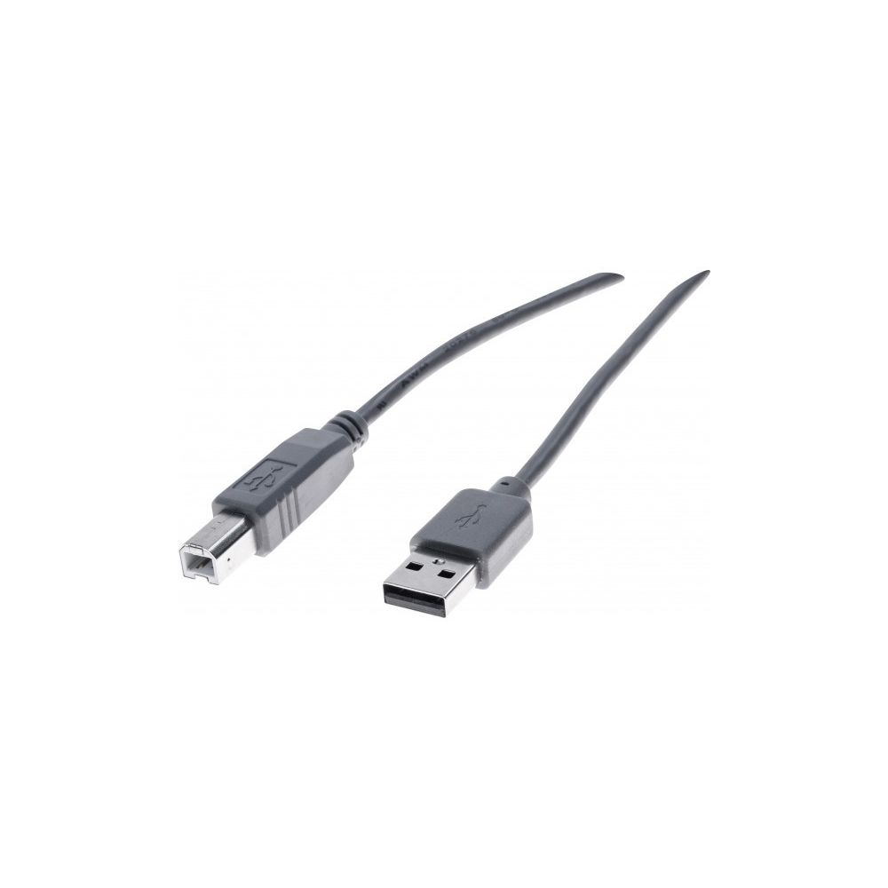 Abi Diffusion - Cordon éco USB 2.0 type A /B gris - 3,0 m - Câble USB