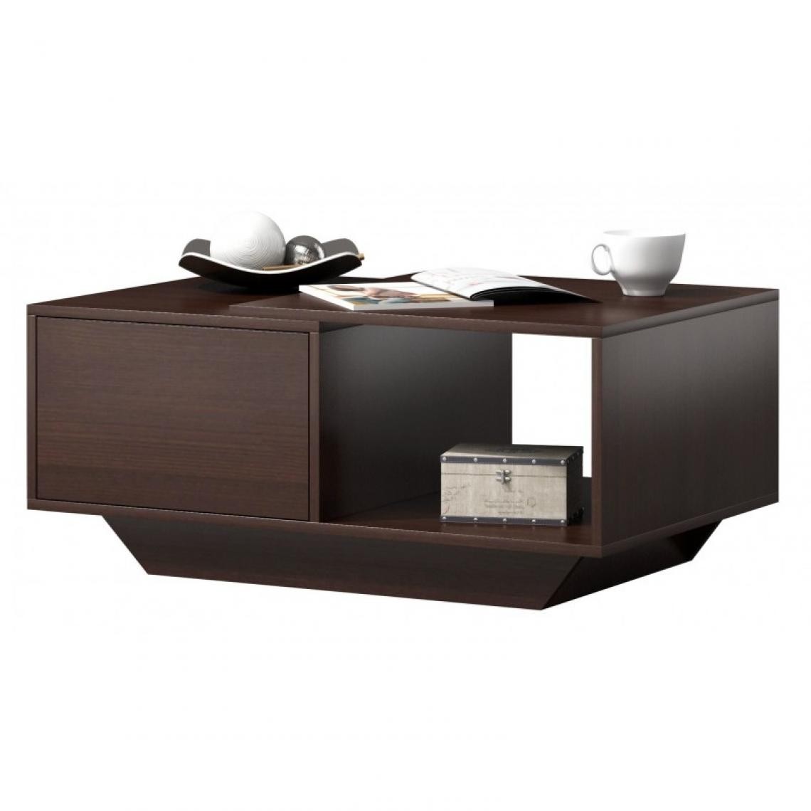 Hucoco - NIMRI - Table à café/table basse moderne salon - Dimensions plateau : 90x60x42 - Rangement spacieux et fonctionnel - Wenge - Tables d'appoint