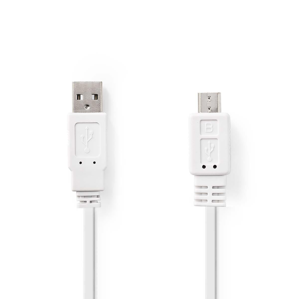 Nedis - Nedis Câble USB 2.0 plat A Mâle - Micro B Mâle 1,0 m Blanc - Câble antenne