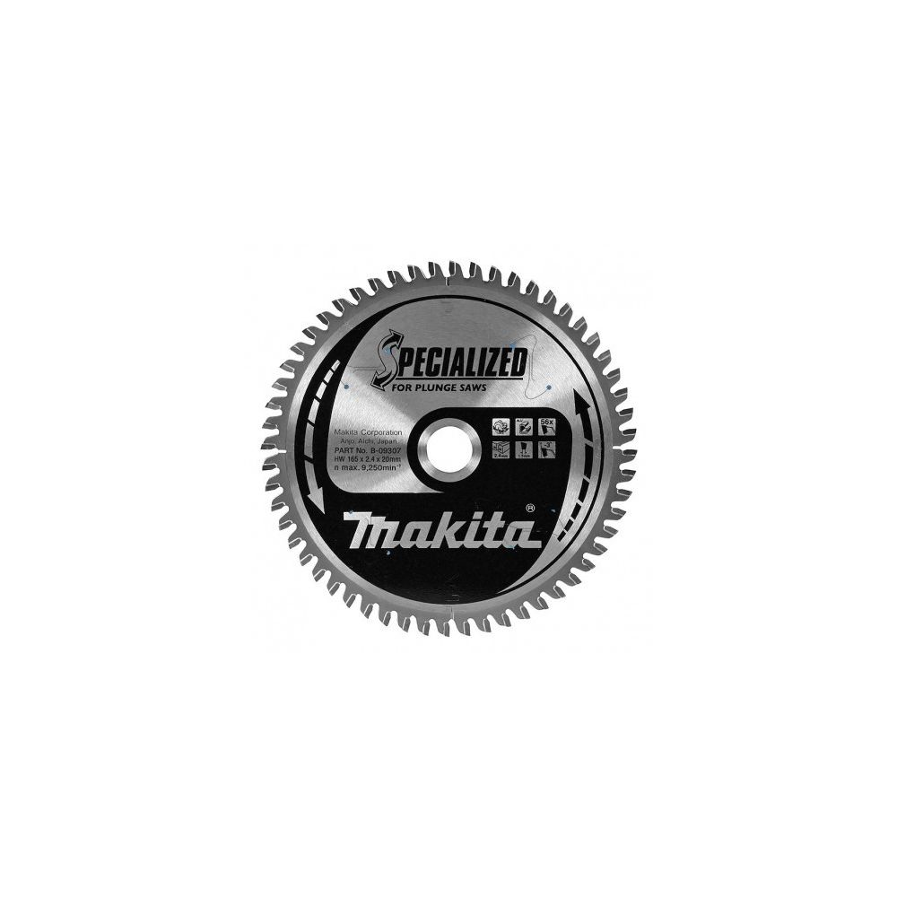 Makita - Lame Carbure MAKITA B-09307 forme TCG spécialisée Aluminium, pour Scies Plongeantes Ø 165 mm 56 Dents - Scies multi-fonctions