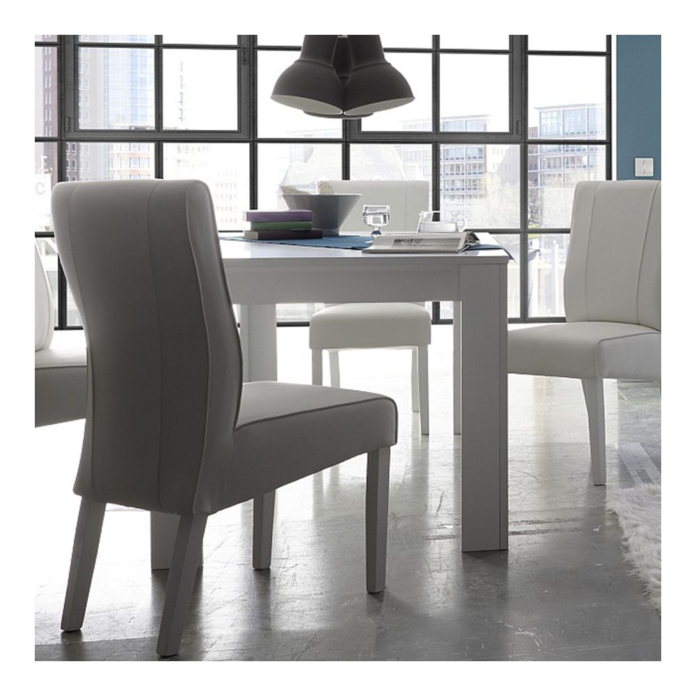 Kasalinea - Table à manger blanc laqué mat design HECTOR - Avec rallonge - L 180 cm - Tables à manger