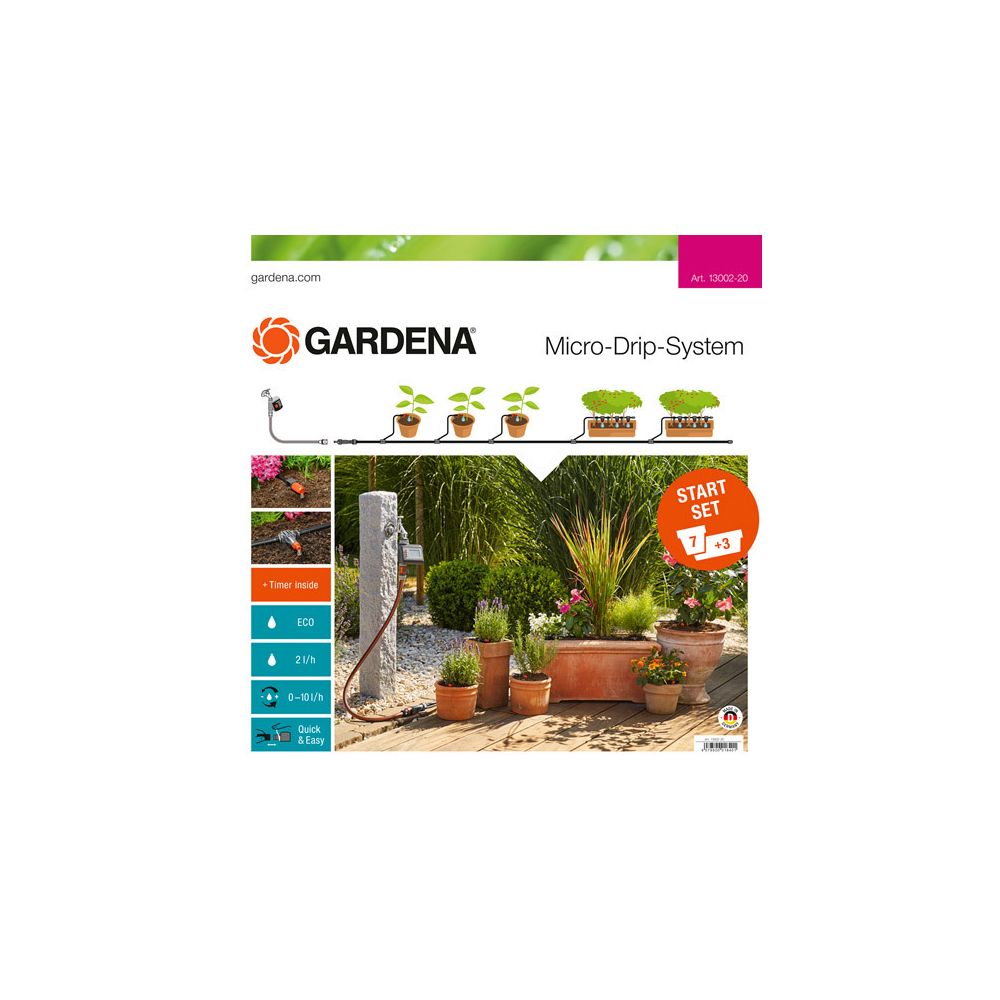Gardena - Kit goutte-à-goutte Micro-Drip avec programmateur C 14E GARDENA 13002-20 - Abris de jardin en bois