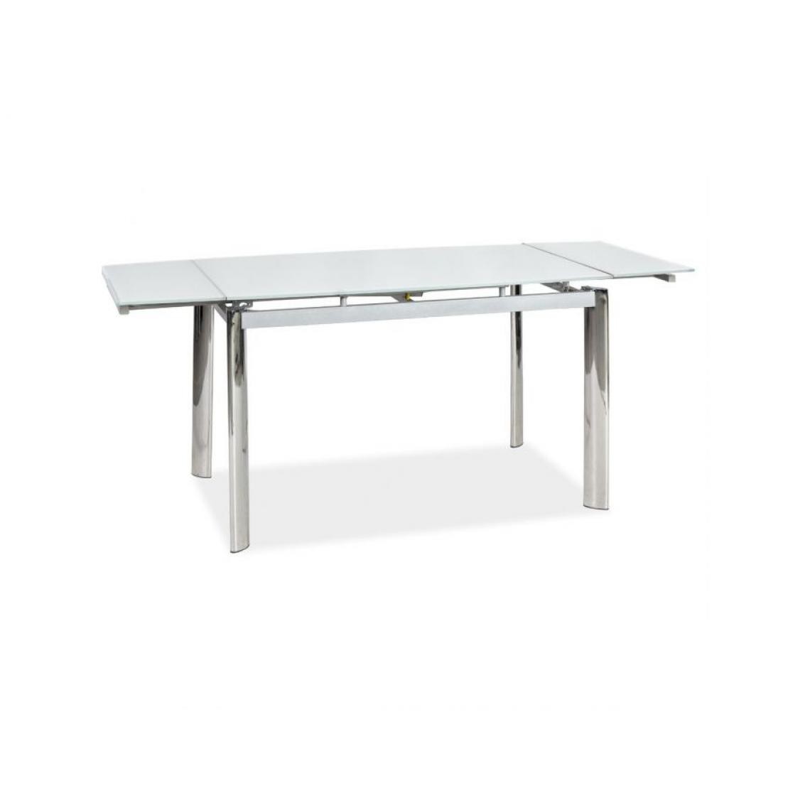 Hucoco - KLEY - Table extensible salle à manger/salon - 110x74x75 cm - Plateau en verre trempé - Base en métal - Blanc - Tables d'appoint