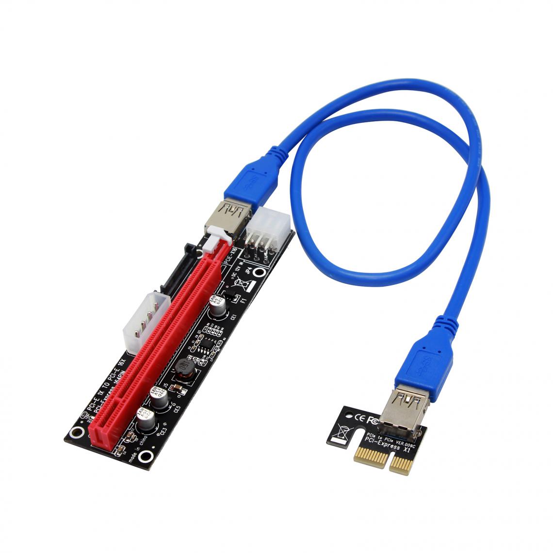 marque generique - Carte D'extension USB3.0 PCI-E 1x To16x pour Mining-Blue - Câble antenne