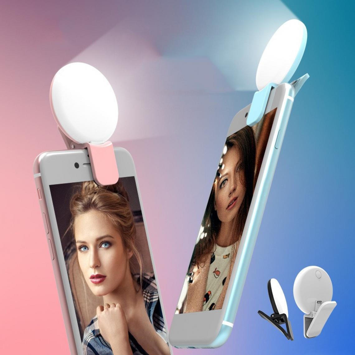 Shot - Clip Flash Selfie pour "HUAWEI P40 lite E" Smartphone Rechargeable LED Eclairage Reglable 3 luminosites differentes - Flash