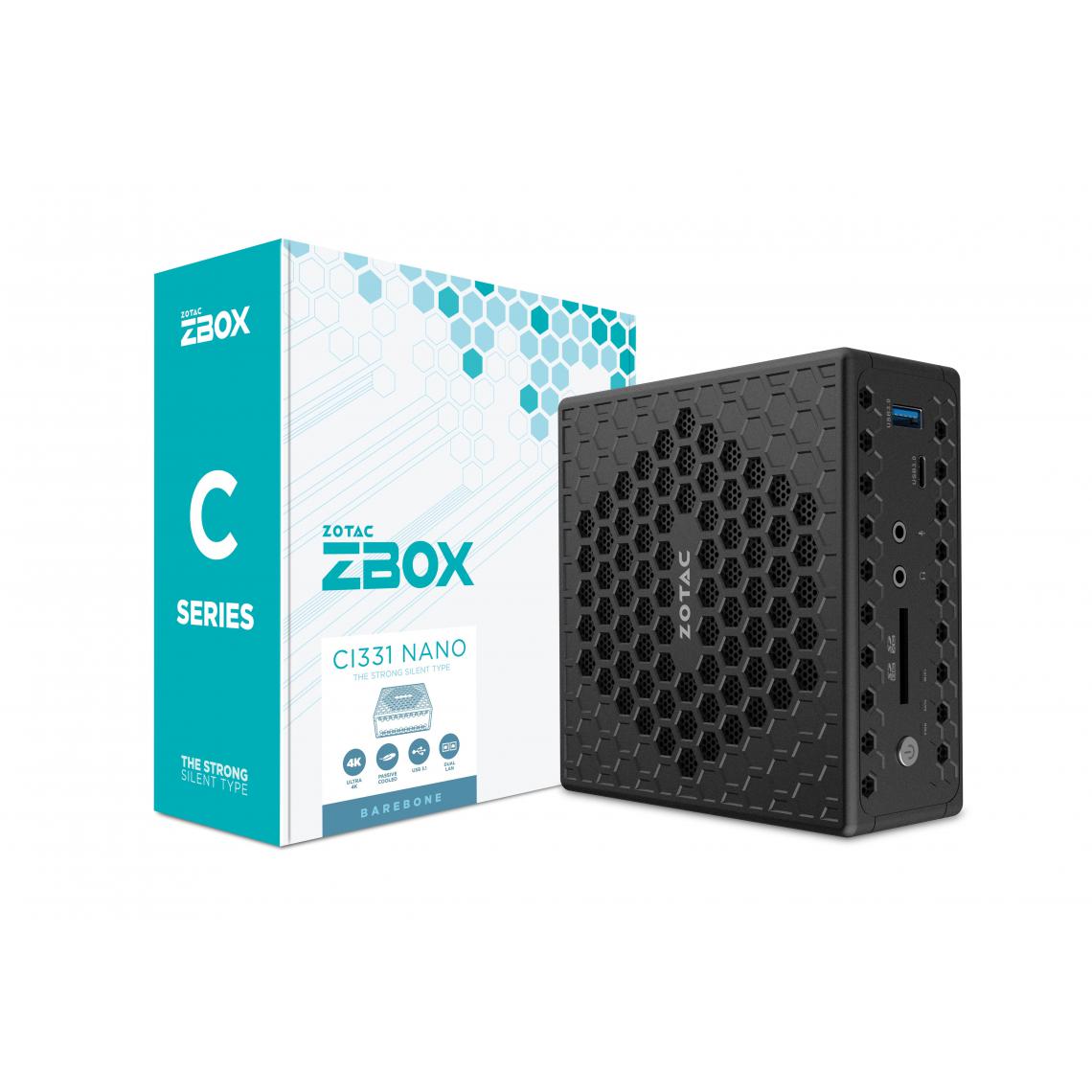 Zotac - ZBOX CI331 NANO mini-pc N5100 ZBOX CI331 NANO mini-pc Intel Core N5100 4Go DDR4 120Go SSD SATA III SLOT W10P DUAL GLAN WIFI ac BT DP/HDMI/VGA EU - PC Fixe