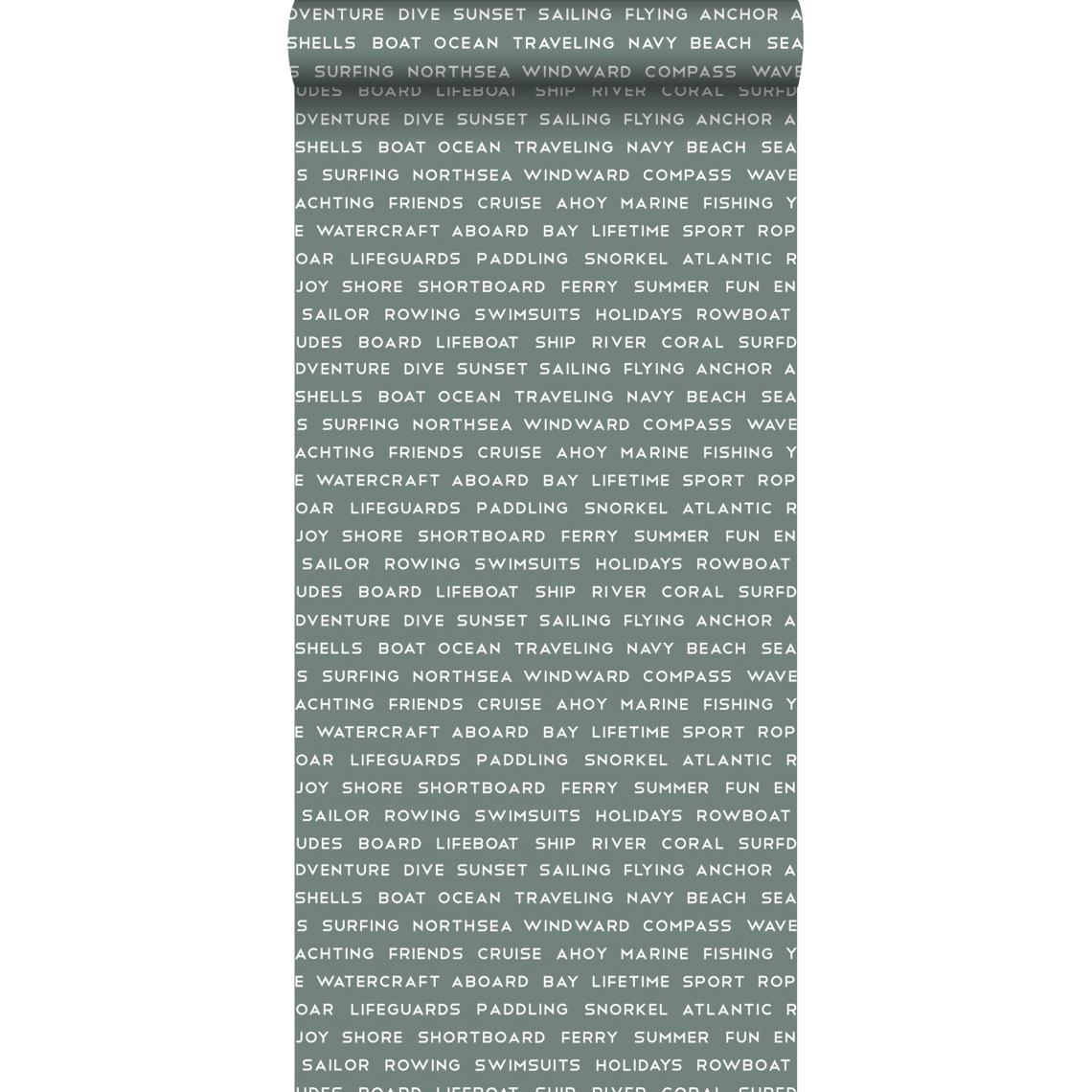 ESTAhome - ESTAhome papier peint textes maritimes de plage vert grisé - 138960 - 0.53 x 10.05 m - Papier peint