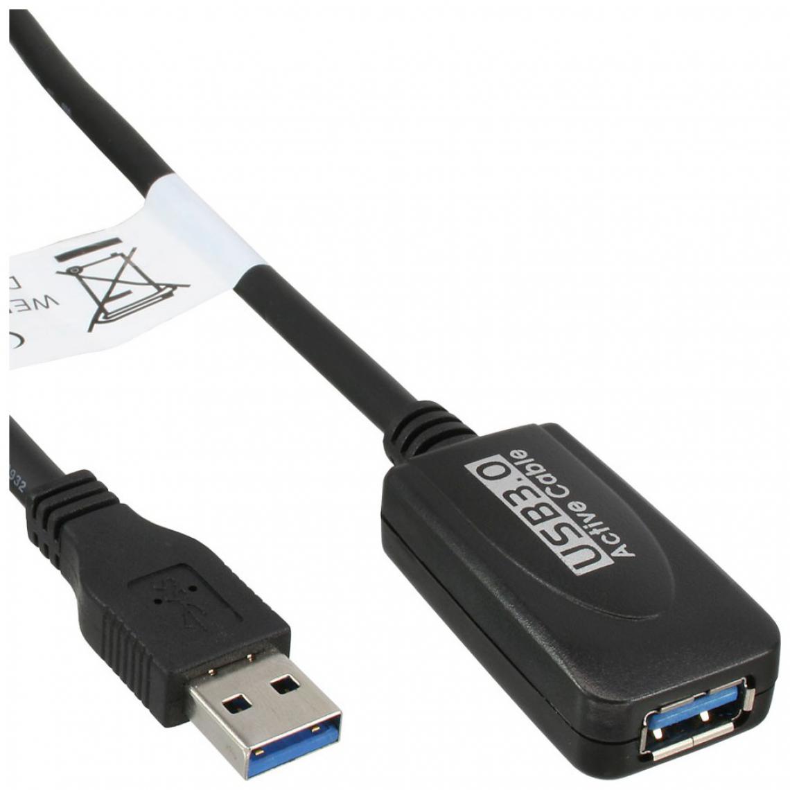 Nedis - Câble répéteur actif InLine® USB 3.0 de type A mâle à type B femelle noir 5m - Câble antenne