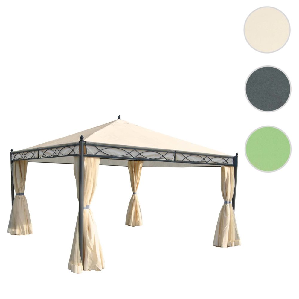 Mendler - Pergola Cadiz, pavillon de jardin, cadre stable à 7cm avec paroi et moustiquaire ~ crème 3x3m - Pergolas et Tonnelles
