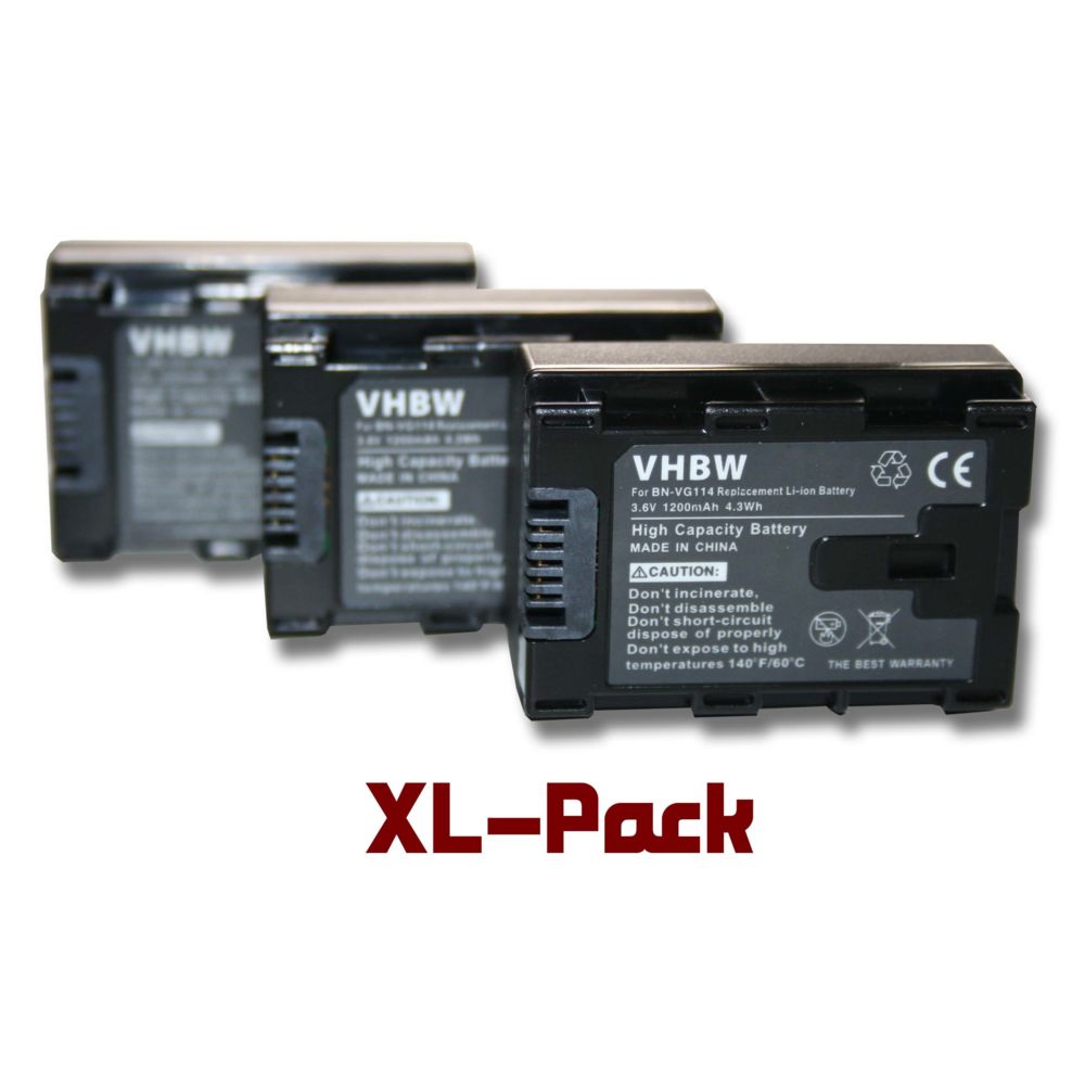 Vhbw - Lot de 3 batteries vhbw 1200mAh pour caméscope caméra JVC GZ-HD510, GZHD520, GZ-HD520, GZ-HD550, GZ-HD620, GZ-HD620-B, GZ-HD620BAH, GZ-HD620BEU - Batterie Photo & Video