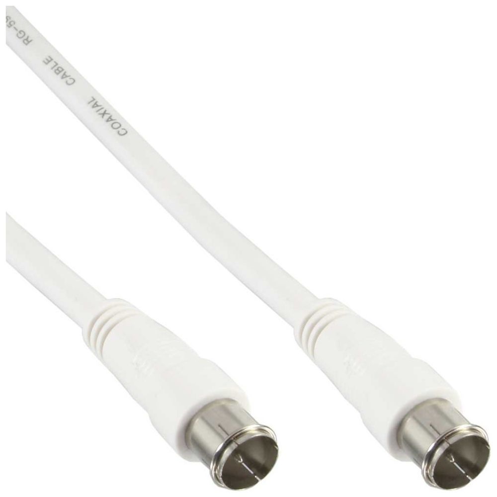Inline - Câble InLine® SAT 2x prise F-Quick à très faible perte blindée 80dB blanc 0.5m - Câble antenne