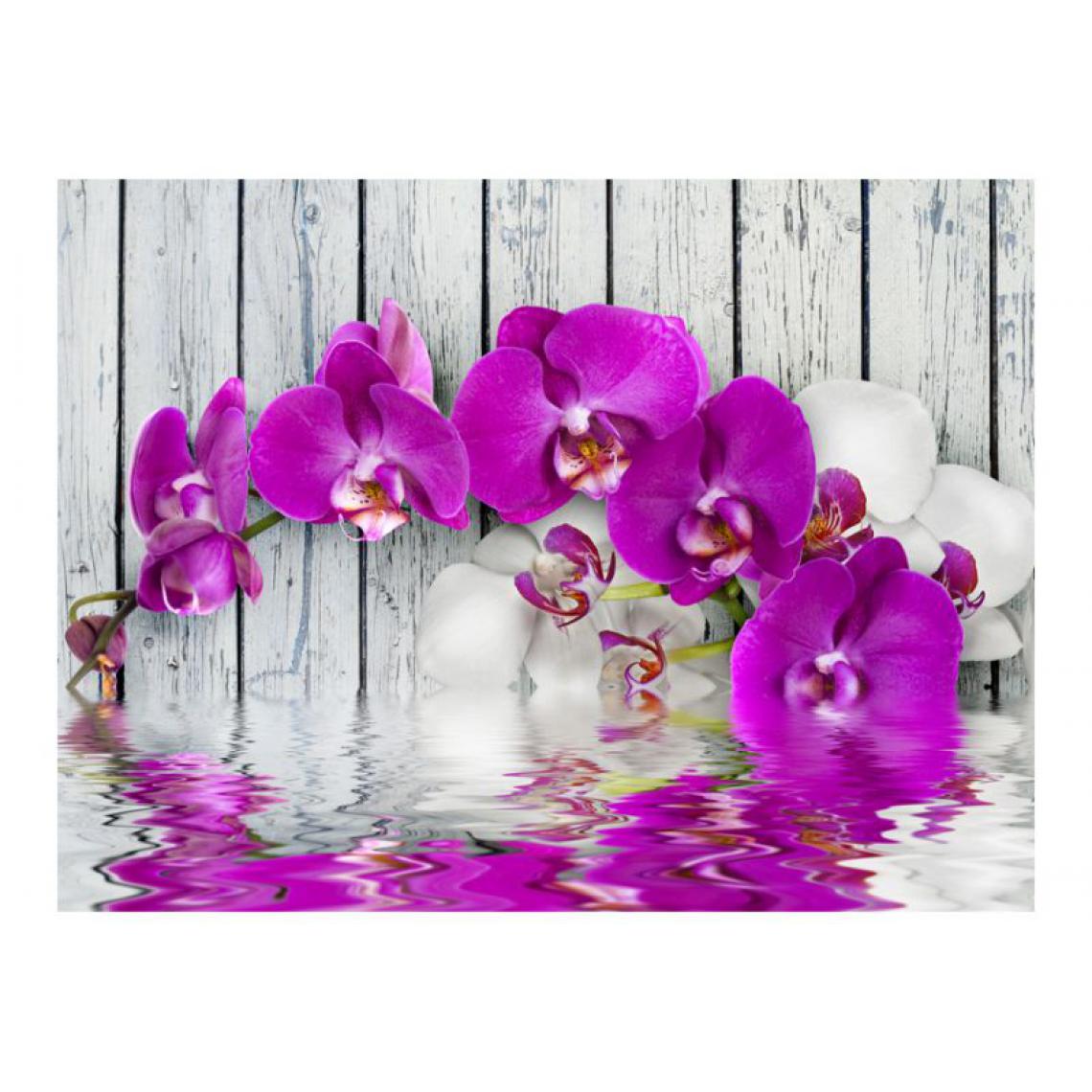 Artgeist - Papier peint - Violet orchids with water reflexion .Taille : 350x270 - Papier peint
