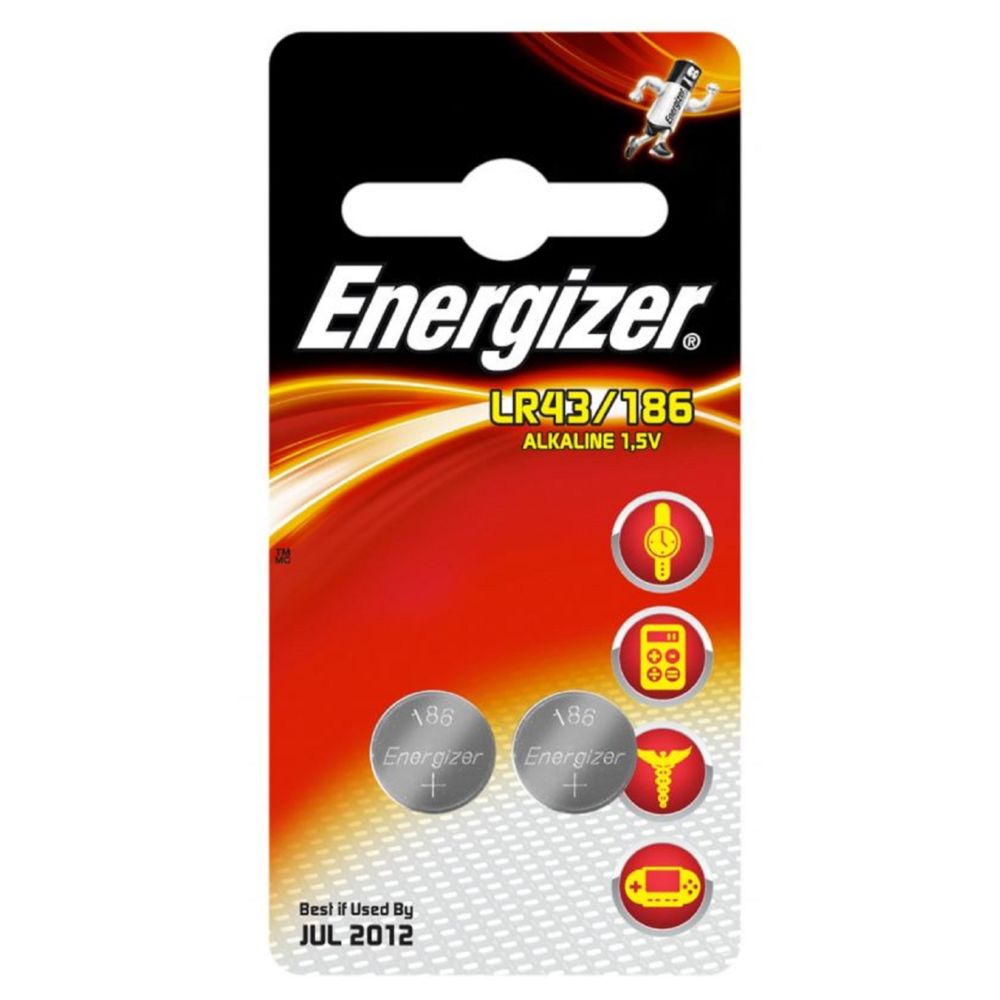 Energizer - 2 piles boutons LR43/186 1,5V - Piles spécifiques