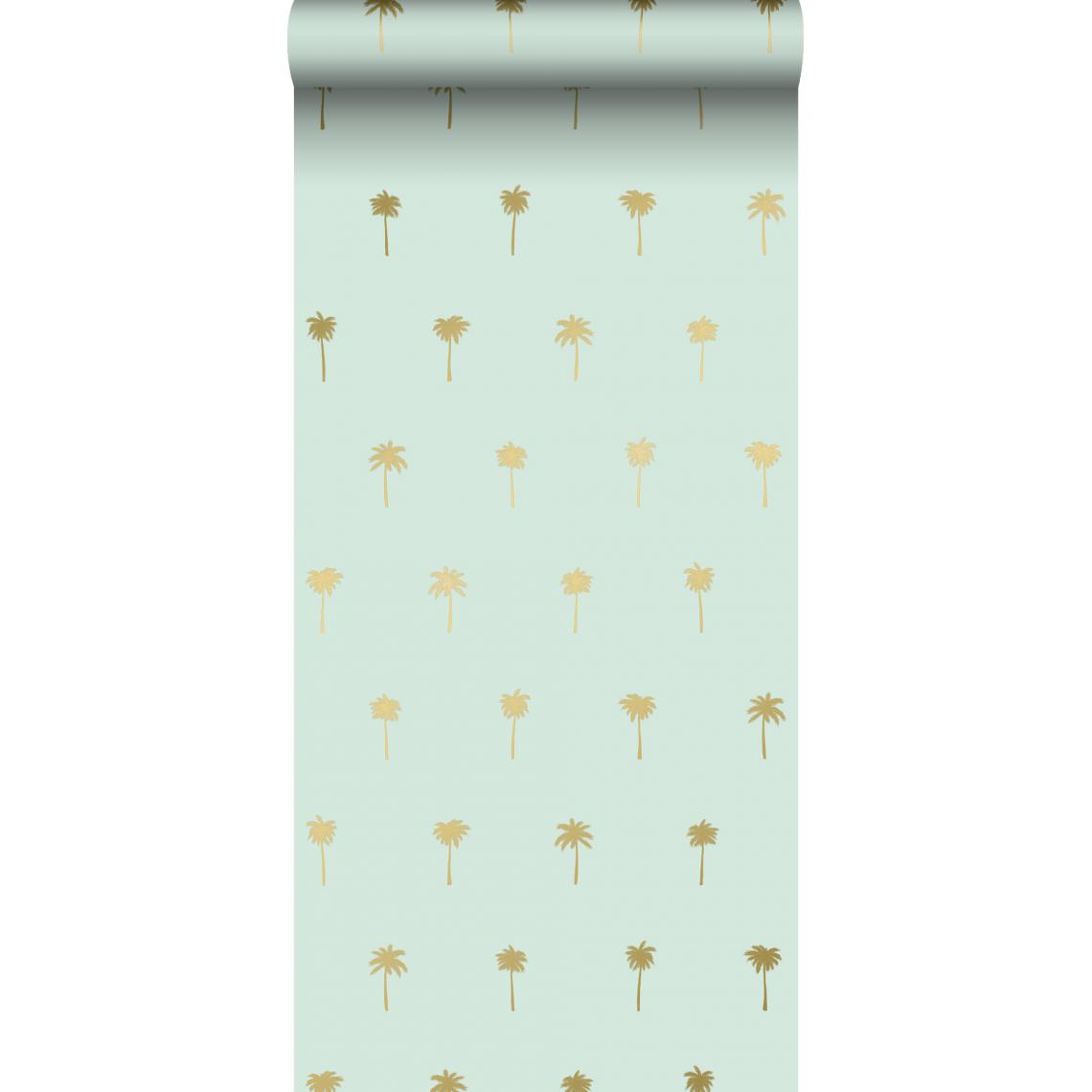 ESTAhome - ESTAhome papier peint palmiers vert menthe et or - 139159 - 0.53 x 10.05 m - Papier peint