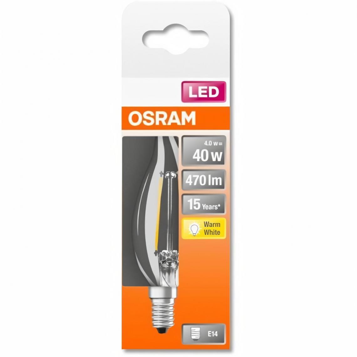 Osram - OSRAM Ampoule LED Flamme coup de vent clair filament 4W=40 E14 chaud - Ampoules LED