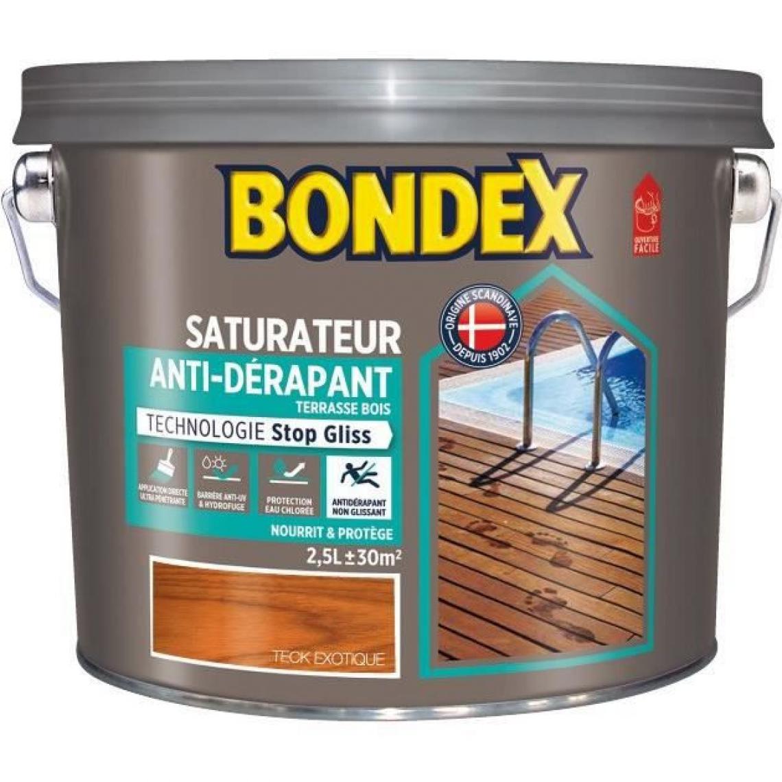 Bondex - BONDEX Saturateur Anti-Derapant Jardin - Teck Exotique Mat, 2,5L - Peinture & enduit rénovation