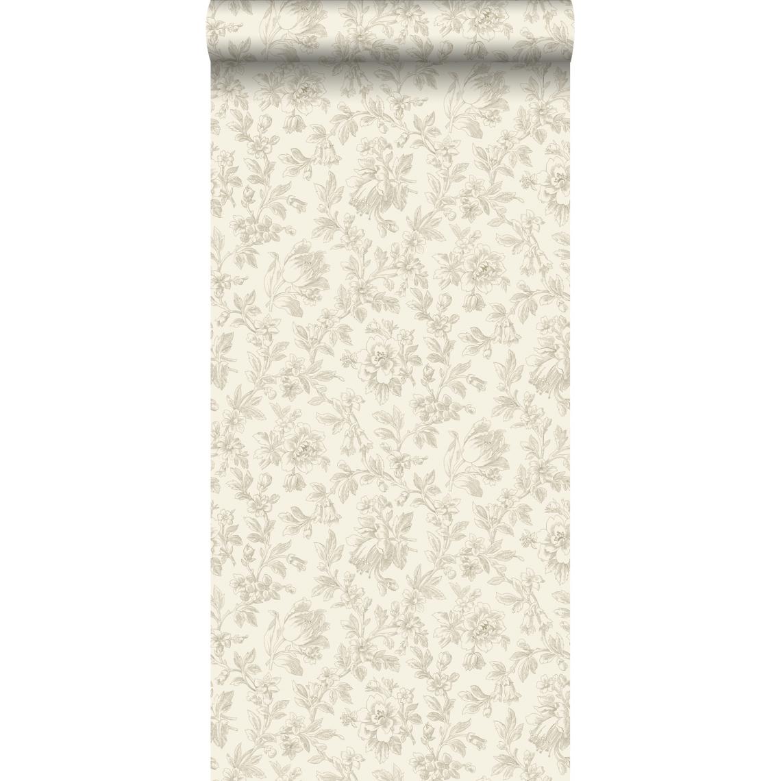 ESTAhome - ESTAhome papier peint fleurs élégantes marron - 127626 - 53 cm x 10,05 m - Papier peint