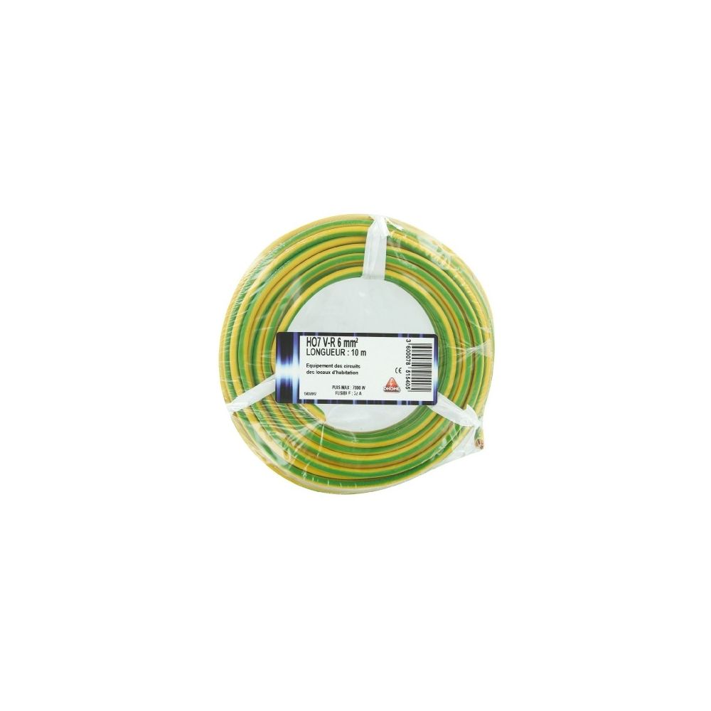 Dhome - H07 v-r 6 mm² vg 10 vert / jaune - Fils et câbles électriques