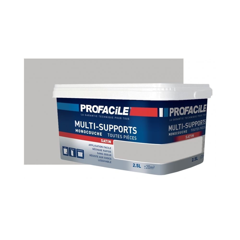 Profacile - Peinture intérieure multi-supports, PROFACILE-2.5 litres-Gris Poivre - Peinture & enduit rénovation
