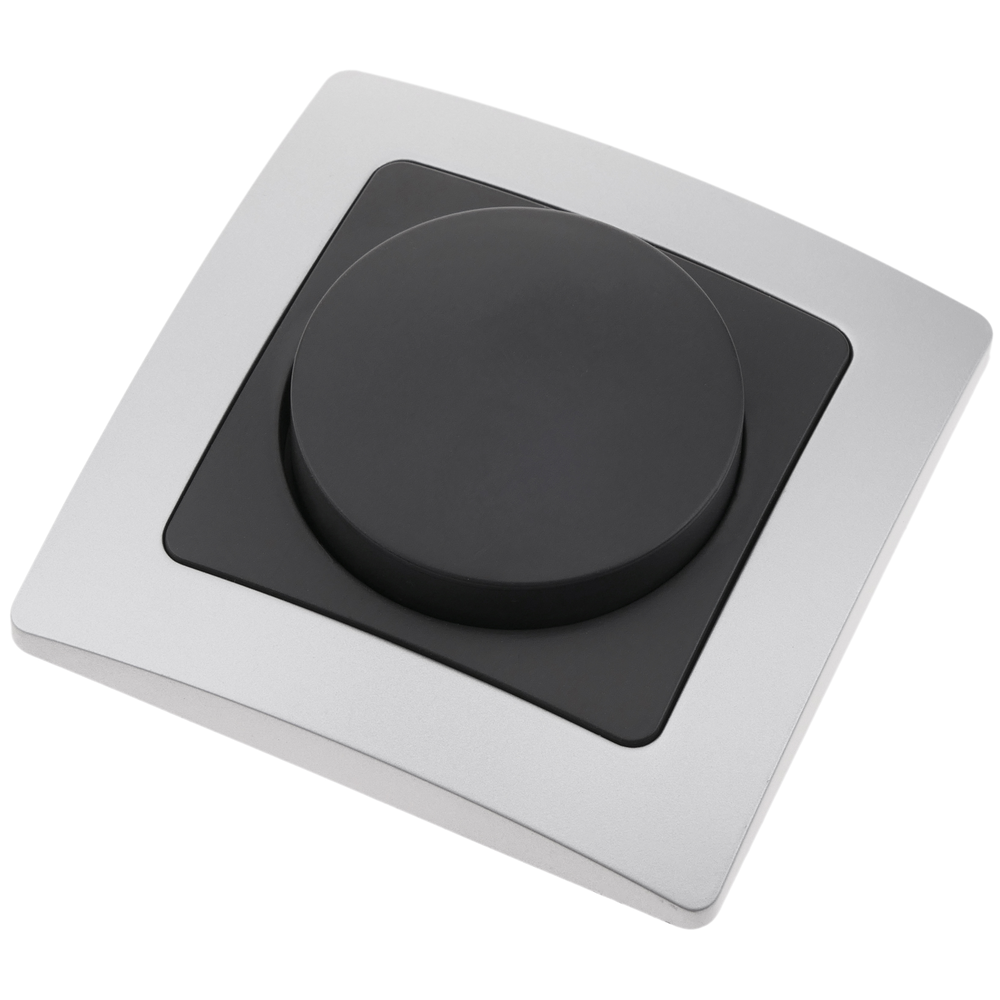 Bematik - Variateur de lumière encastrable avec plaque de finition 80x80mm série Lille argent et gris - Interrupteurs et prises en saillie