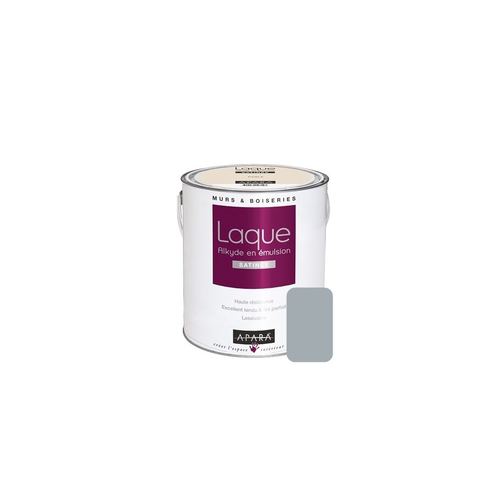 Apara - Peinture laque satinée pour murs et boiseries-2.5 litres-Cendre - Peinture & enduit rénovation