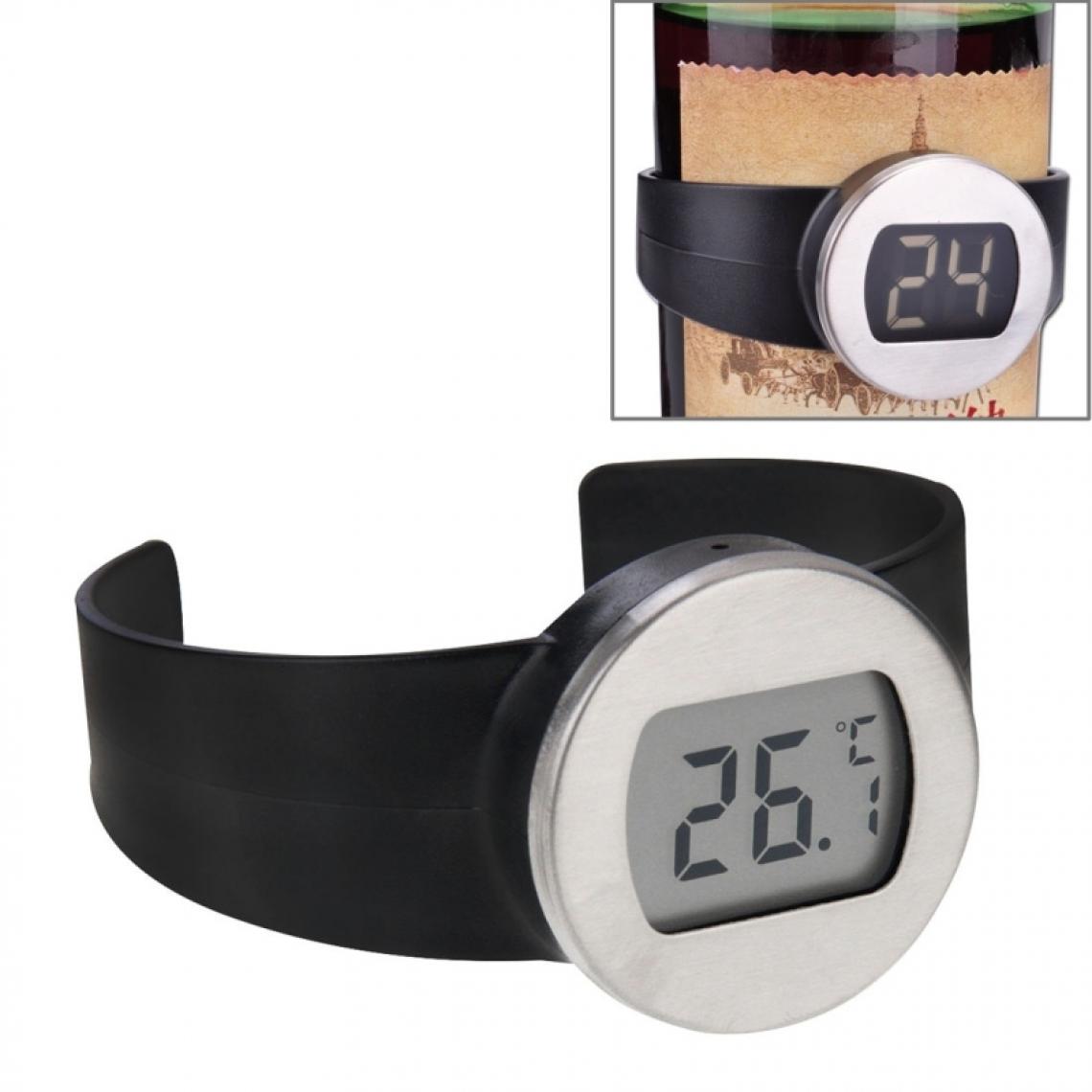 Wewoo - Thermomètre de cuisson noir + argent Celsius Degrés Numérique LCD Affichage Bouteille de Vin Thermomètre, Diamètre de Convient: 65-80mm + - Appareils de mesure