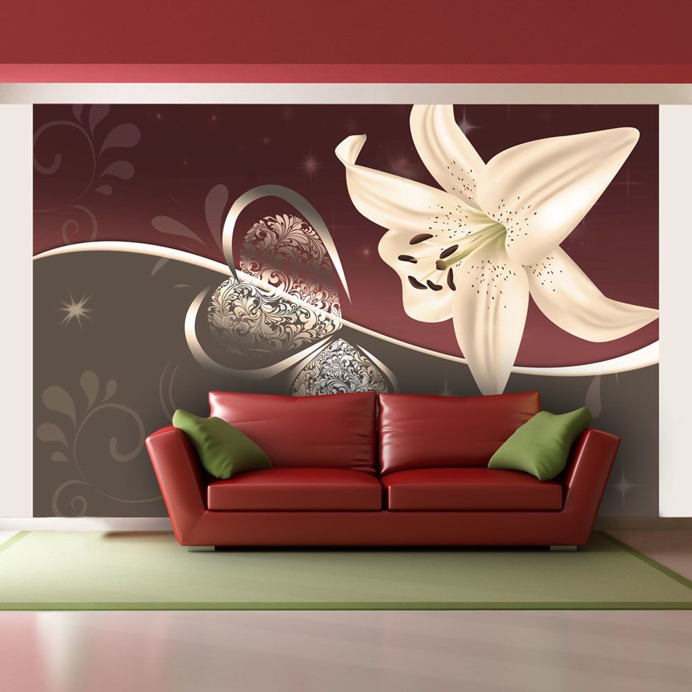 Bimago - Papier peint - Cream lily - Décoration, image, art | Fleurs | Lilies | 400x270 cm | XXl - Grand Format | - Papier peint