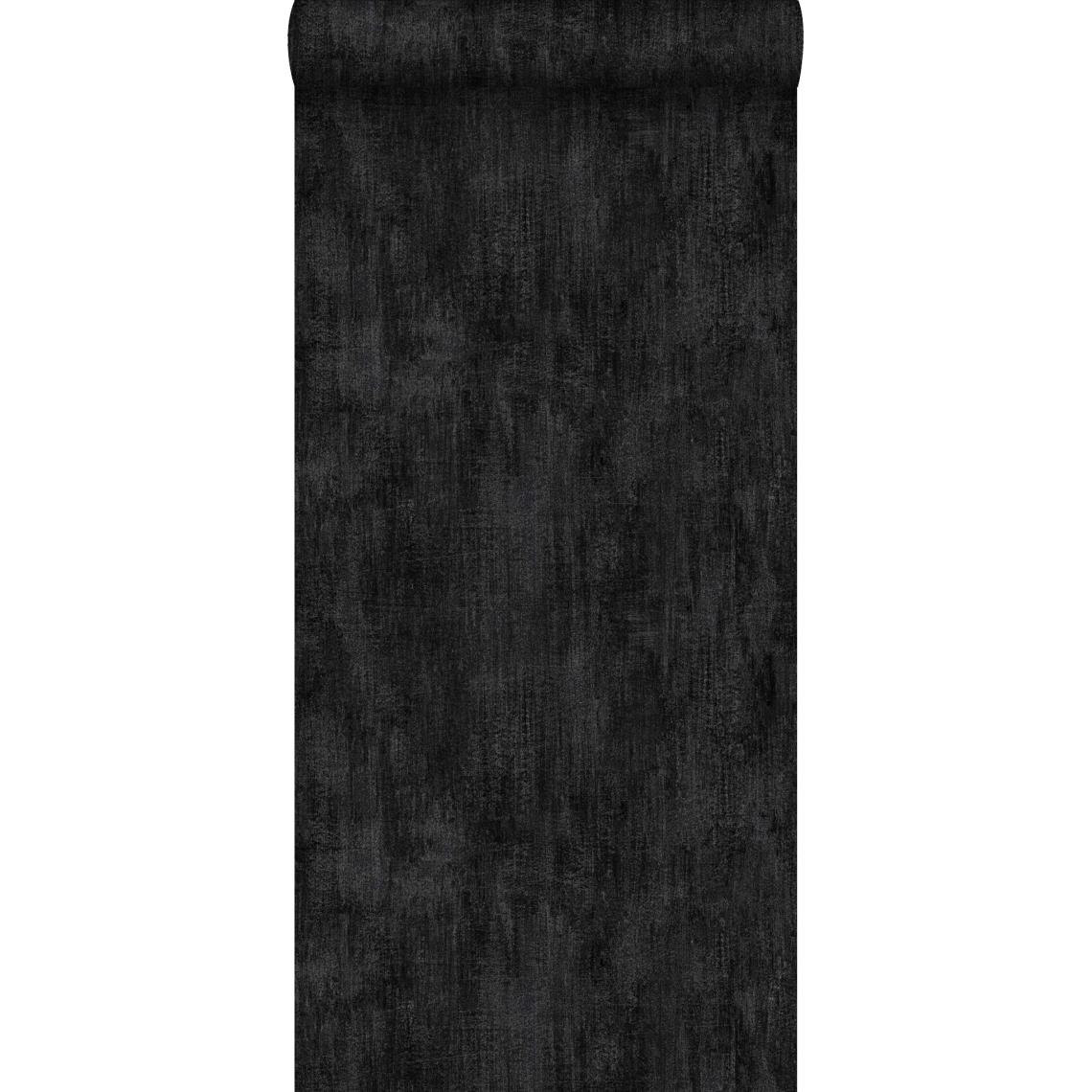 ESTAhome - ESTAhome papier peint uni à effet pictural noir - 127640 - 53 cm x 10,05 m - Papier peint