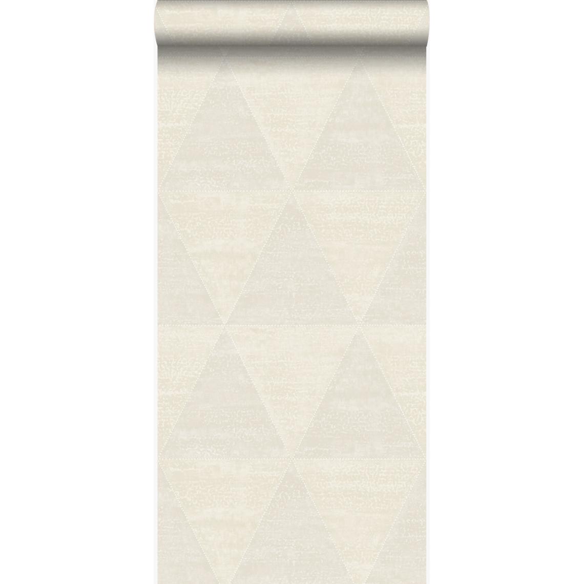 Origin - Origin papier peint triangles métalliques vieillis, altérés et touchés blanc d'ivoire - 337256 - 53 cm x 10.05 m - Papier peint